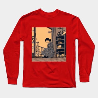 Lonely asian woman in room Long Sleeve T-Shirt